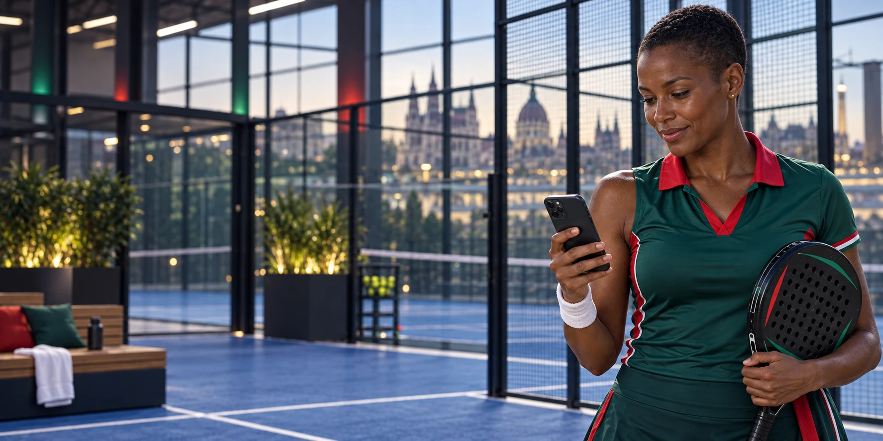 Padeljátékos telefonnal és 22Bet sportruházatban